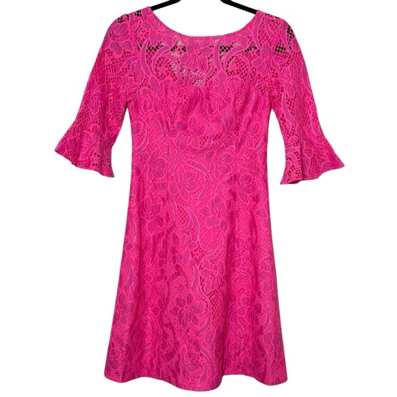 Lilly Pulitzer Allyson Dress Size 00 Pink Tropics Floral Lace NWT - Picture 1 of 16